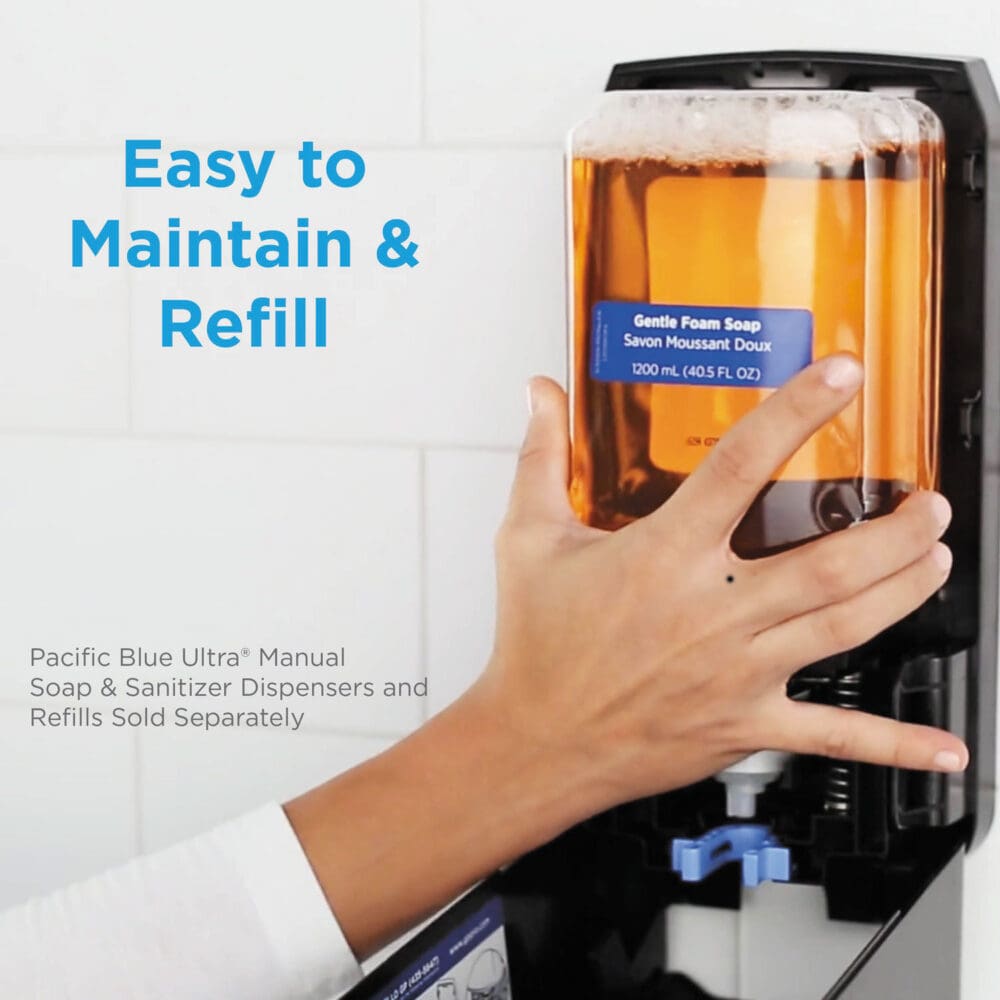 Pacific Blue Ultra Soap/Sanitizer Dispenser 1,200 mL Refill, 5.6 x 4.4 x 11.5, Black - Image 8