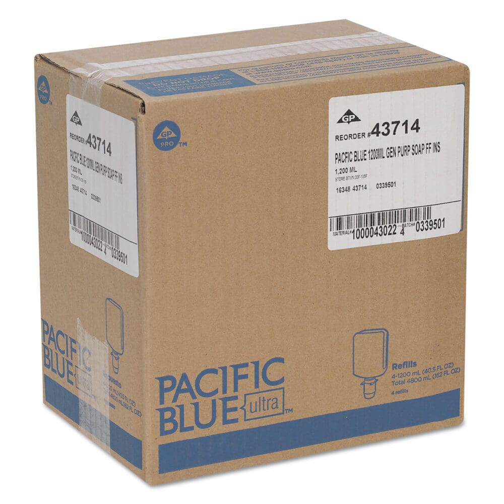 Pacific Blue Ultra Foam Soap Manual Dispenser Refill, Fragrance-Free, 1,200 mL, 4/Carton - Image 5