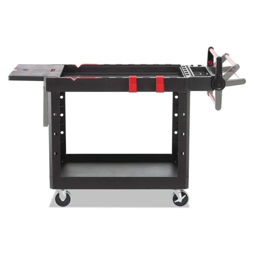 Heavy Duty Adaptable Utility Cart, Plastic, 2 Shelves, 500 lb Capacity, 25.2" x 51.5" x 36", Black - Image 2