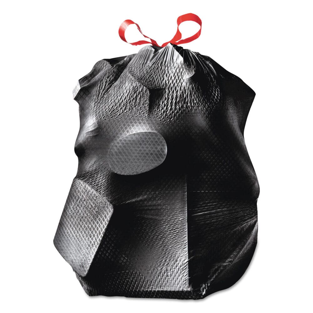 ForceFlexPlus Drawstring Large Trash Bags, 30 gal, 1.05 mil, 30" x 32", Black, 70/Box - Image 3