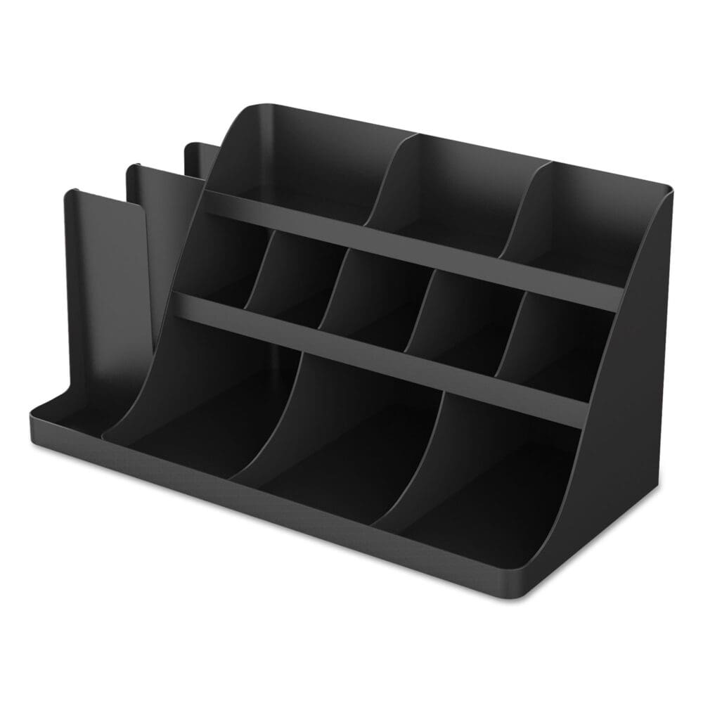 Extra Large Coffee Condiment and Accessory Organizer, 14 Compartment, 24 x 11.8 x 12.5, Black - Image 3