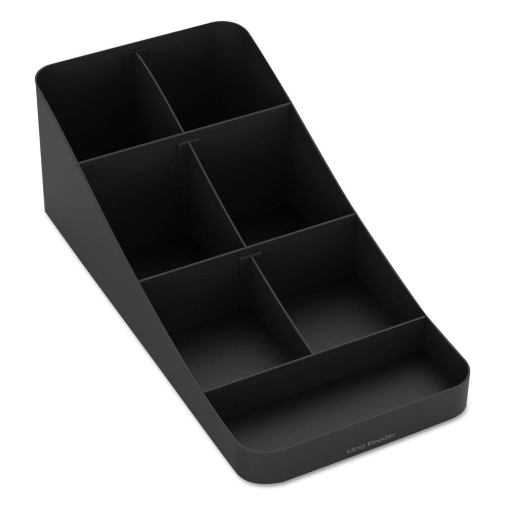 Trove Seven-Compartment Coffee Condiment Organizer, 7.75 x 16 x 5.25, Black - Image 3