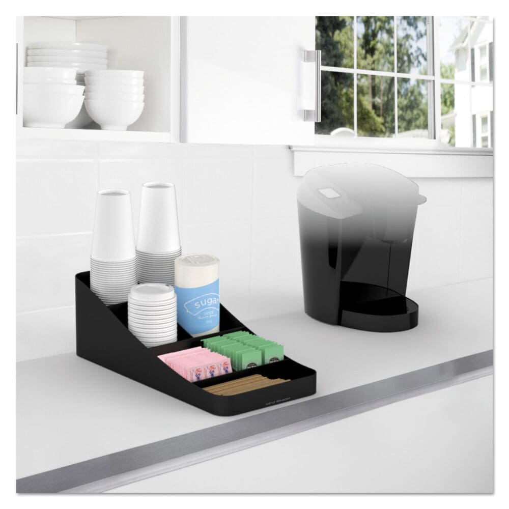 Trove Seven-Compartment Coffee Condiment Organizer, 7.75 x 16 x 5.25, Black - Image 6
