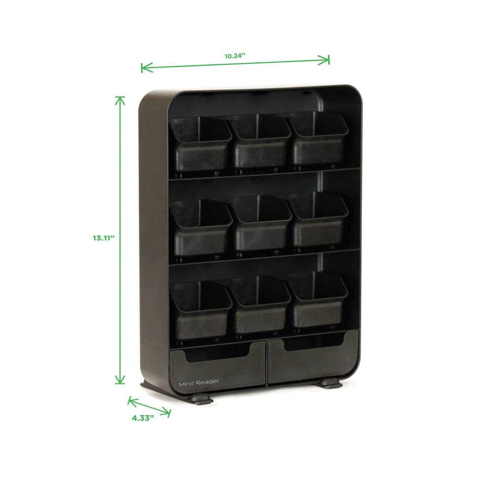 Baggy Nine-Drawer Tea Bag and Accessory Holder, 10.24 x 4.33 x 13.11, Black - Image 5