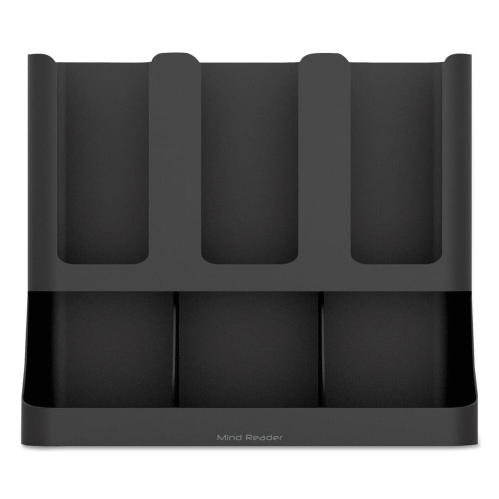 Flume Six-Section Upright Coffee Condiment/Cup Organizer, 11.5 x 6.5 x 15, Black - Image 2