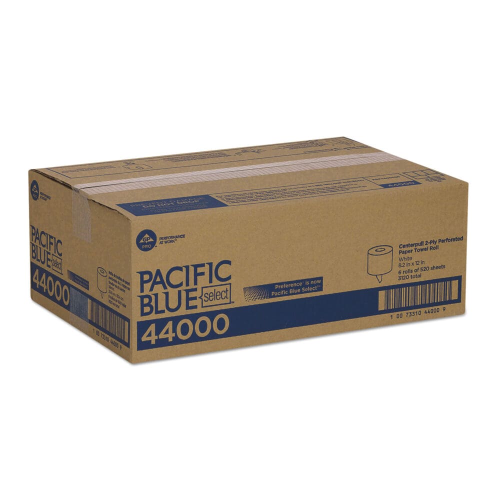 Pacific Blue Select 2-Ply Center-Pull Perf Wipers, 2-Ply, 8.25 x 12, White, 520/Roll, 6 Rolls/Carton - Image 4