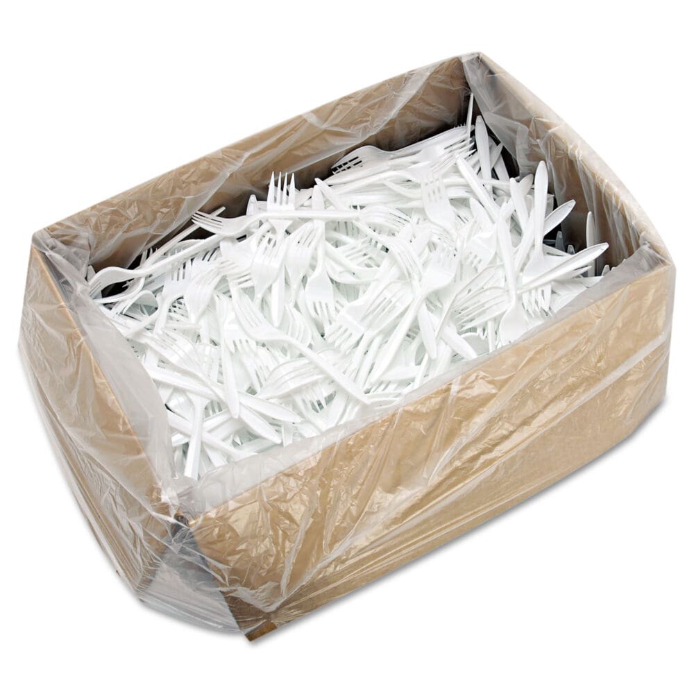 Style Setter Mediumweight Plastic Forks, White, 1000/Carton - Image 2
