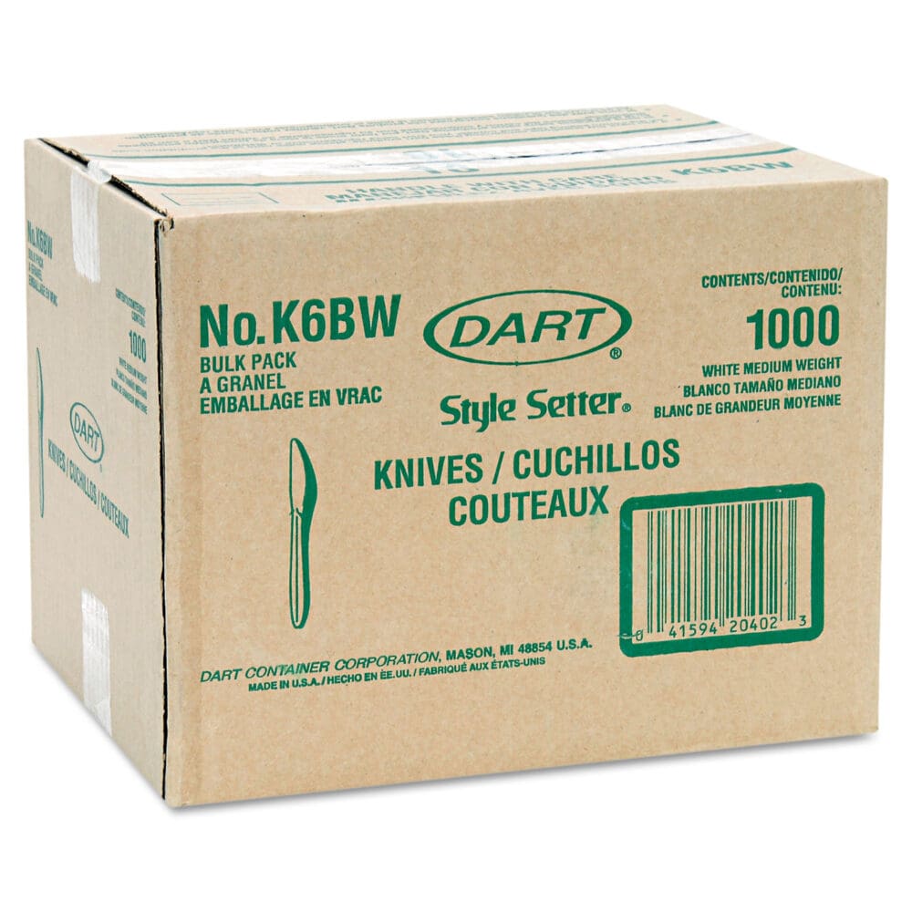 Style Setter Mediumweight Plastic Knives, White, 1000/Carton - Image 2