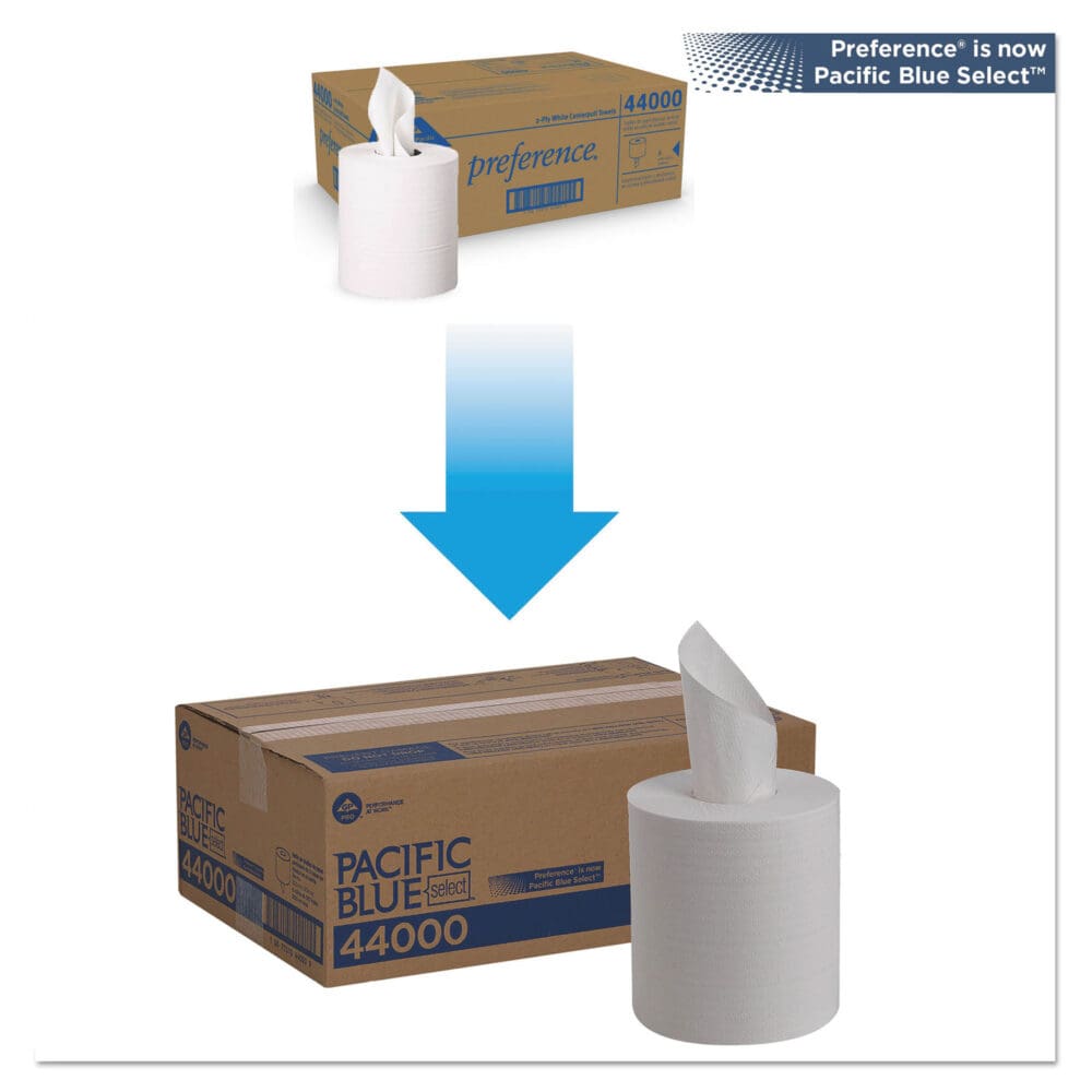 Pacific Blue Select 2-Ply Center-Pull Perf Wipers, 2-Ply, 8.25 x 12, White, 520/Roll, 6 Rolls/Carton - Image 5
