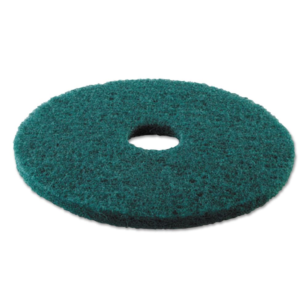 Heavy-Duty Scrubbing Floor Pads, 13" Diameter, Green, 5/Carton - Image 2