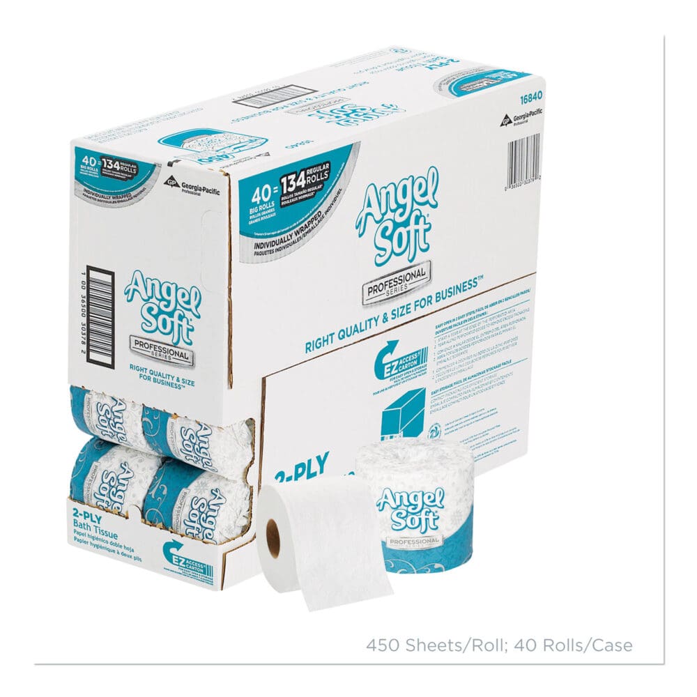 Angel Soft ps Premium Bathroom Tissue, Septic Safe, 2-Ply, White, 450 Sheets/Roll, 40 Rolls/Carton - Image 4