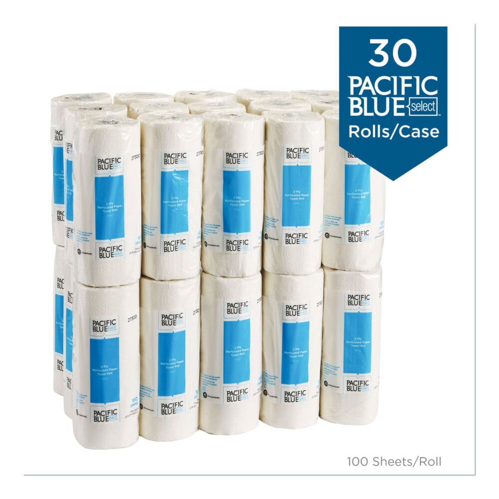 Pacific Blue Select Two-Ply Perforated Paper Kitchen Roll Towels, 2-Ply, 11 x 8.88, White, 100/Roll - Image 4
