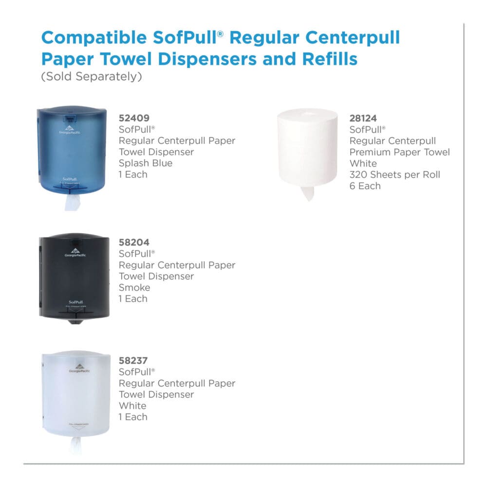 SofPull Center-Pull Perforated Paper Towels, 1-Ply, 7.8 x 15, White, 320/Roll, 6 Rolls/Carton - Image 4