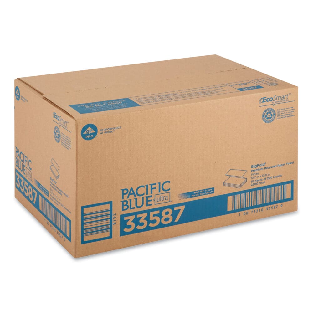 Pacific Blue Ultra Paper Towels, 1-Ply, 10.2 x 10.8, White, 220/Pack, 10 Packs/Carton - Image 2