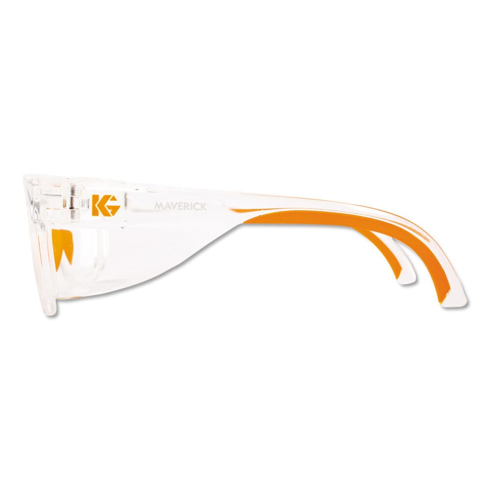 Maverick Safety Glasses, Clear/Orange, Polycarbonate Frame, 12/Box - Image 2