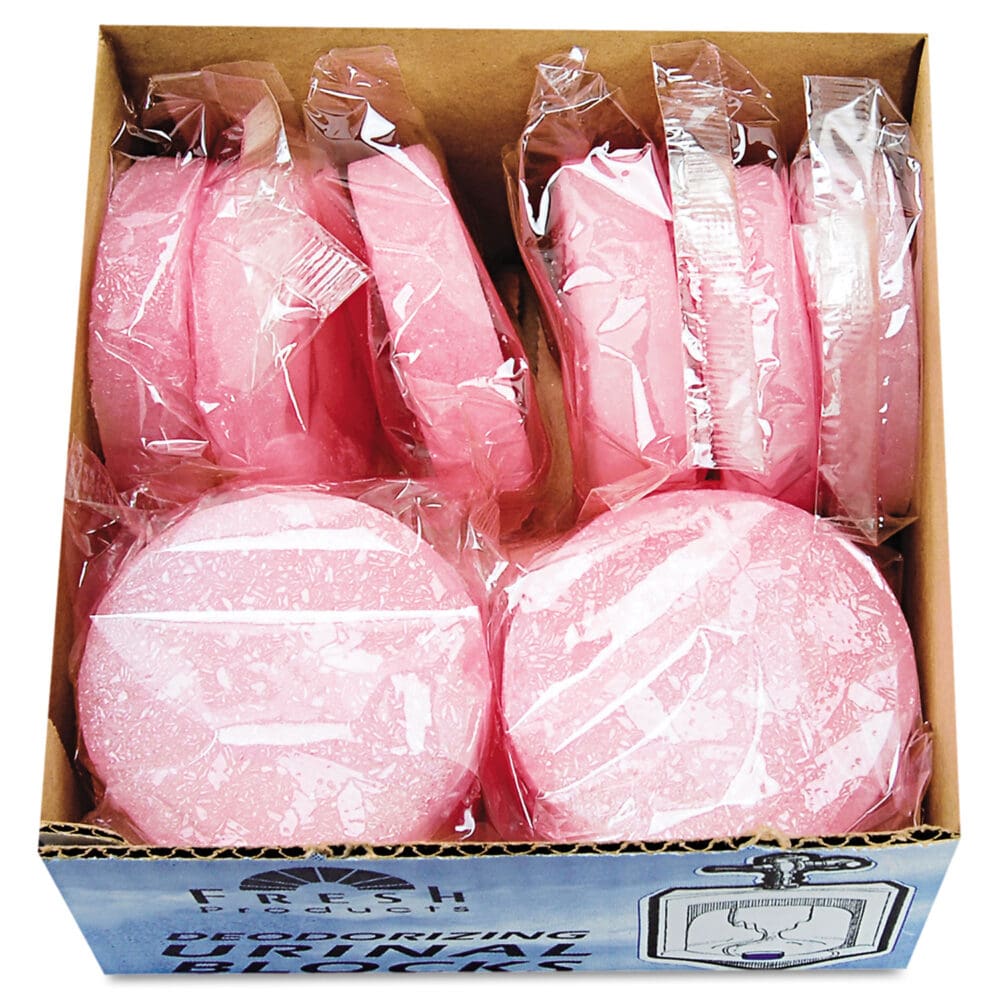 Urinal Deodorizer Blocks, Cherry Scent, 3 oz, Red, 12/Box, 12 Boxes/Carton - Image 3