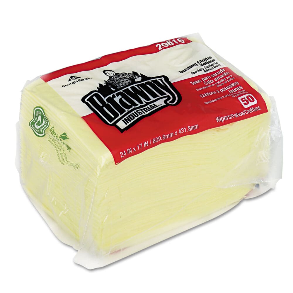 Dusting Cloths Quarterfold, 17 x 24, Unscented, Yellow, 50/Pack, 4 Packs/Carton - Image 4
