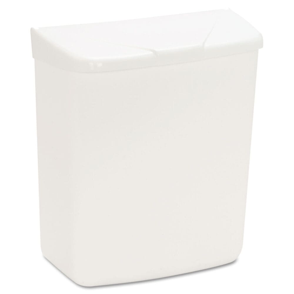 Wall Mount Sanitary Napkin Receptacle-PPC, 1 gal, PPC Plastic, White - Image 4