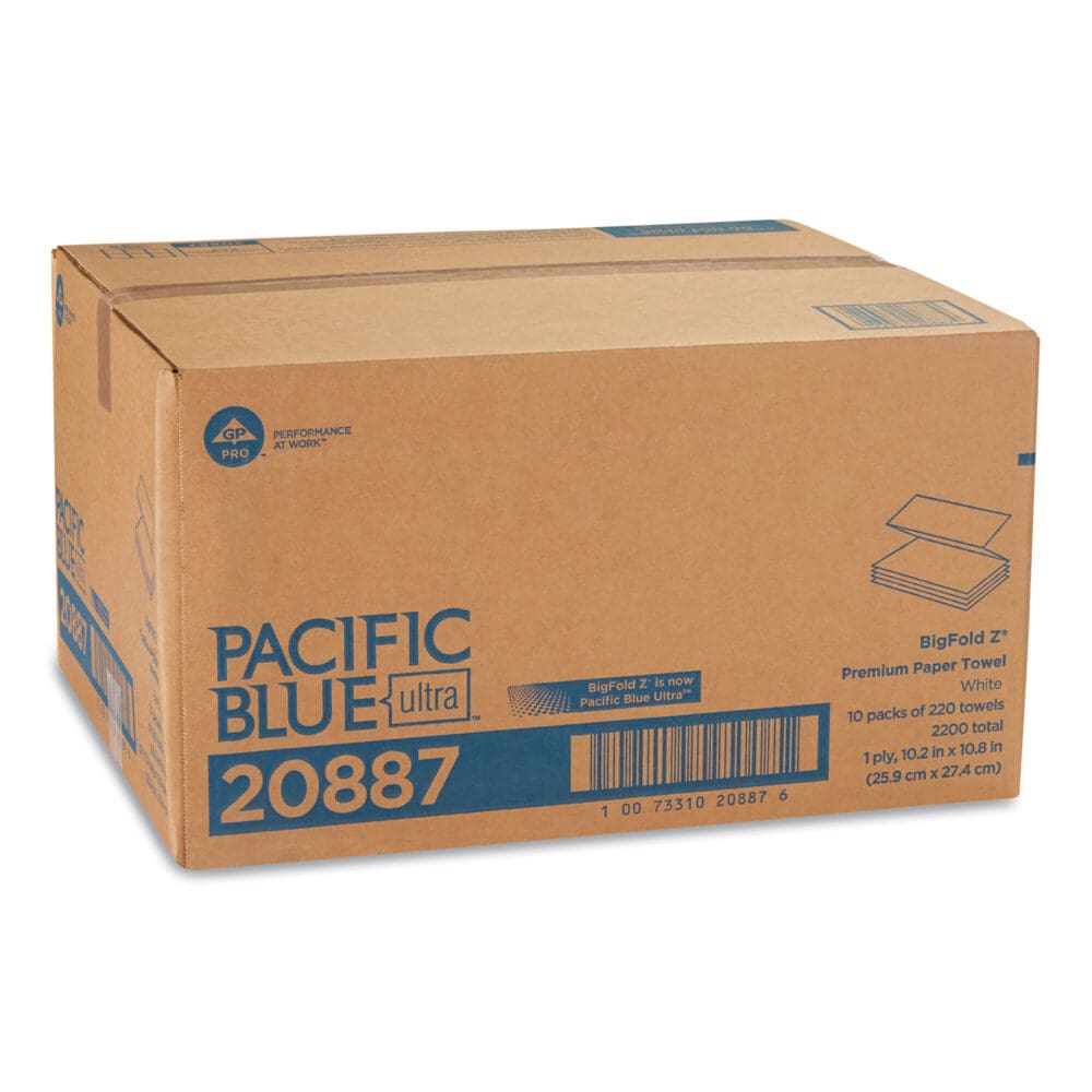 Pacific Blue Ultra Folded Paper Towels, 1-Ply, 10.2 x 10.8, White, 220/Pack, 10 Packs/Carton - Image 4