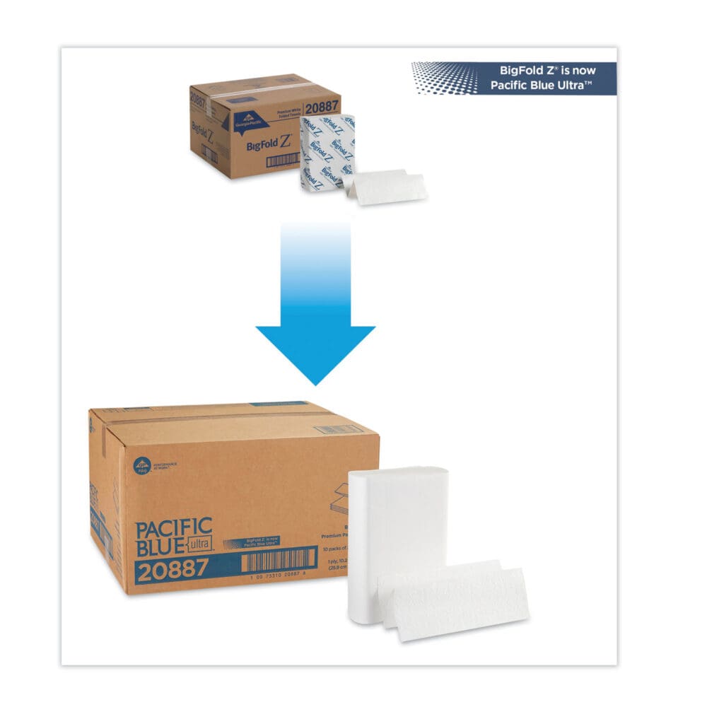 Pacific Blue Ultra Folded Paper Towels, 1-Ply, 10.2 x 10.8, White, 220/Pack, 10 Packs/Carton - Image 5