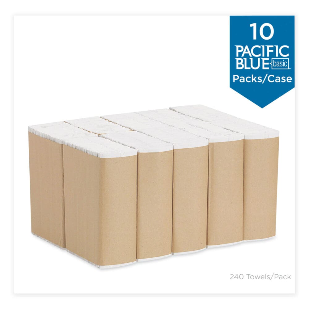 Pacific Blue Basic C-Fold Paper Towels, 1-Ply, 10.1 x 13.2, White, 240/Pack, 10 Packs/Carton - Image 3
