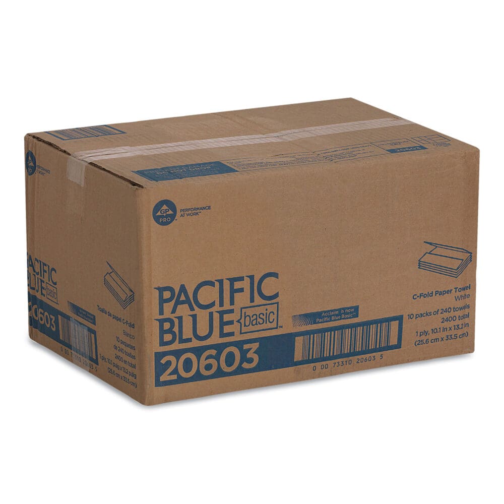 Pacific Blue Basic C-Fold Paper Towels, 1-Ply, 10.1 x 13.2, White, 240/Pack, 10 Packs/Carton - Image 4