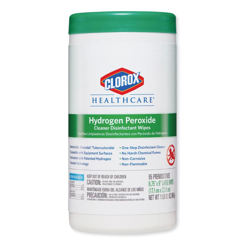 Hydrogen Peroxide Cleaner Disinfectant Wipes, 9 x 6.75, Unscented, White, 95/Canister, 6 Canisters/Carton - Image 2