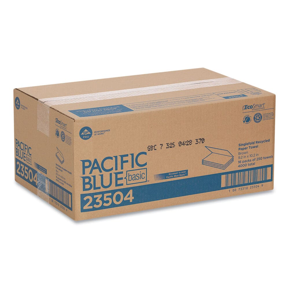 Pacific Blue Basic S-Fold Paper Towels, 1-Ply, 10.25 x 9.25, Brown, 250/Pack, 16 Packs/Carton - Image 2