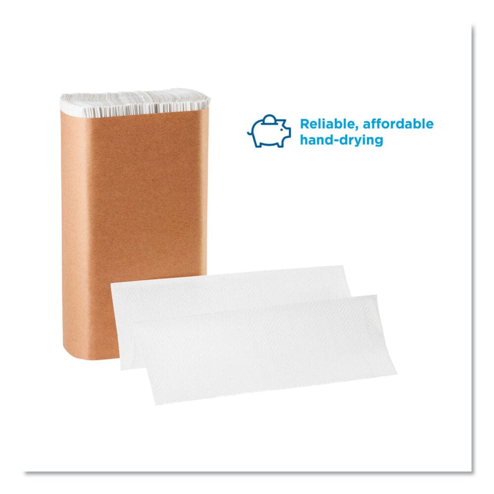 Pacific Blue Basic M-Fold Paper Towels, 1-Ply, 9.2 x 9.4, White, 250/Pack, 16 Packs/Carton - Image 2