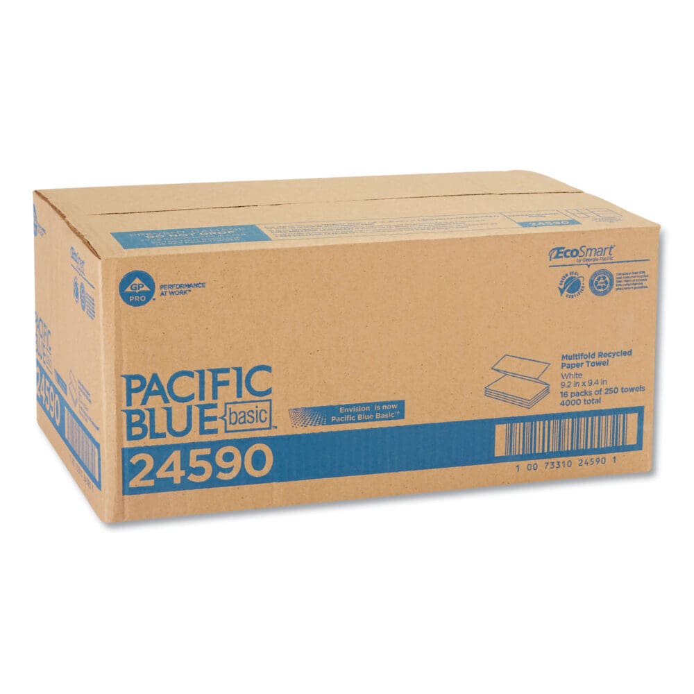Pacific Blue Basic M-Fold Paper Towels, 1-Ply, 9.2 x 9.4, White, 250/Pack, 16 Packs/Carton - Image 4