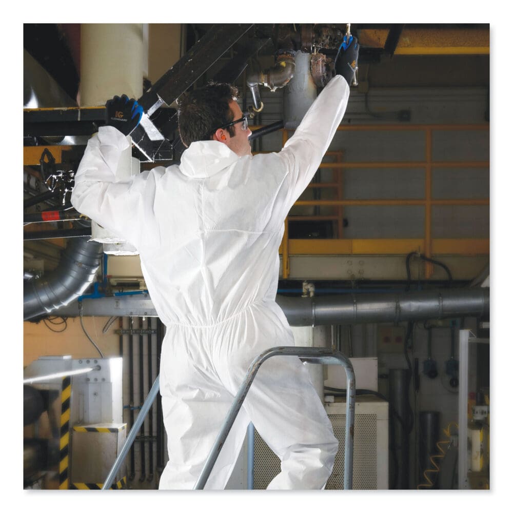 A20 Elastic Back, Cuff and Ankles Hooded Coveralls, 4X-Large, White, 20/Carton - Image 3