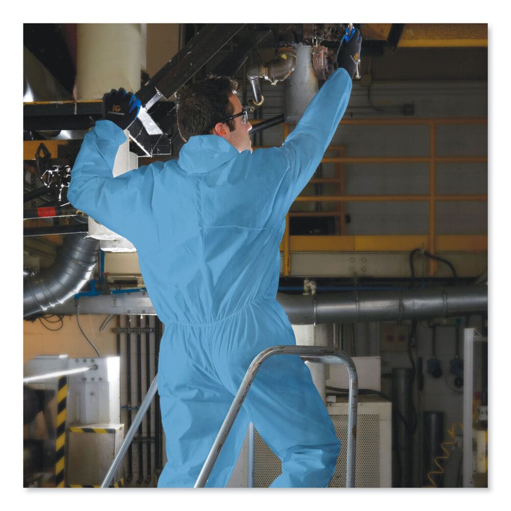 A20 Elastic Back Wrist/Ankle Hooded Coveralls, Large, Blue, 24/Carton - Image 2
