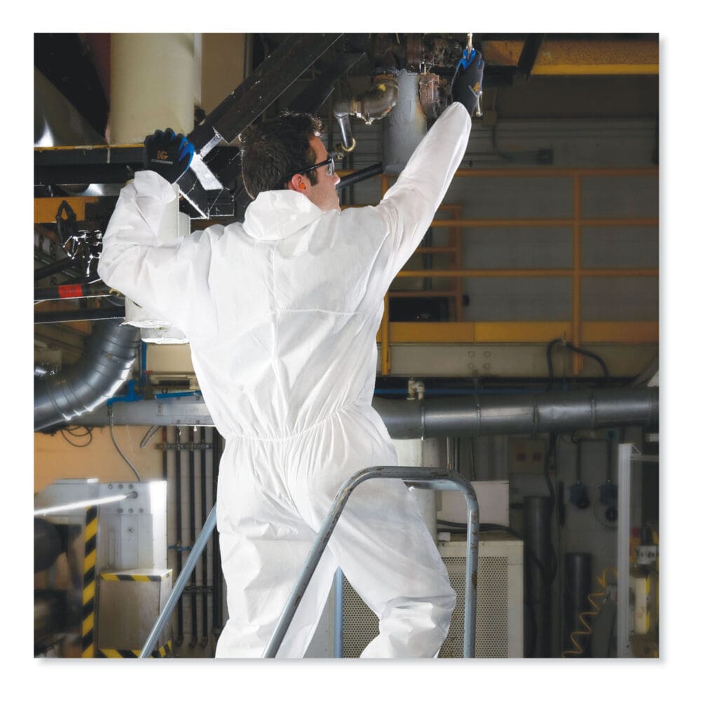 A30 Elastic Back and Cuff Hooded Coveralls, Medium, White, 25/Carton - Image 4