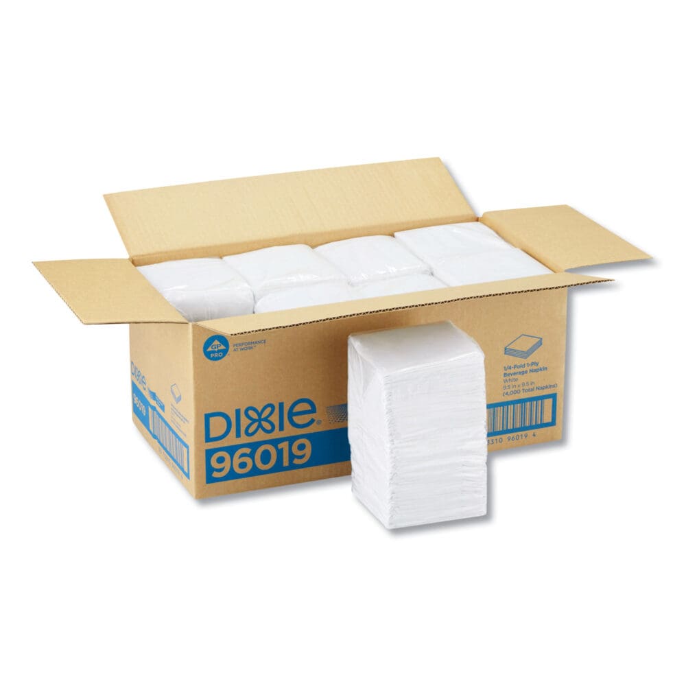 Beverage Napkins, Single-Ply, 9 1/2 x 9 1/2, White, 4000/Carton - Image 3