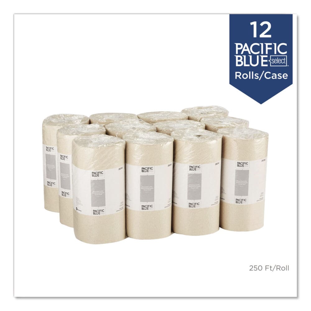 Pacific Blue Basic Jumbo Perforated Kitchen Roll Paper Towels, 2-Ply, 11 x 8.8, Brown, 250/Roll, 12 Rolls/Carton - Image 3
