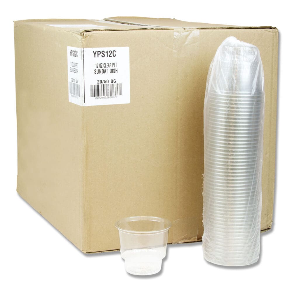 EarthChoice Recycled Clear Plastic Sundae Dish, 12 oz, Clear, 50 Dishes/Bag, 20 Bag/Carton - Image 2