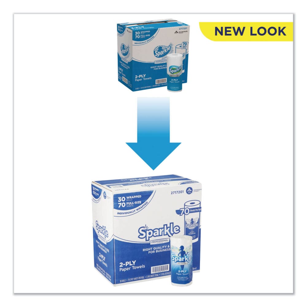Sparkle ps Premium Perforated Paper Kitchen Towel Roll, 2-Ply, 11 x 8.8, White, 70 Sheets, 30 Rolls/Carton - Image 5