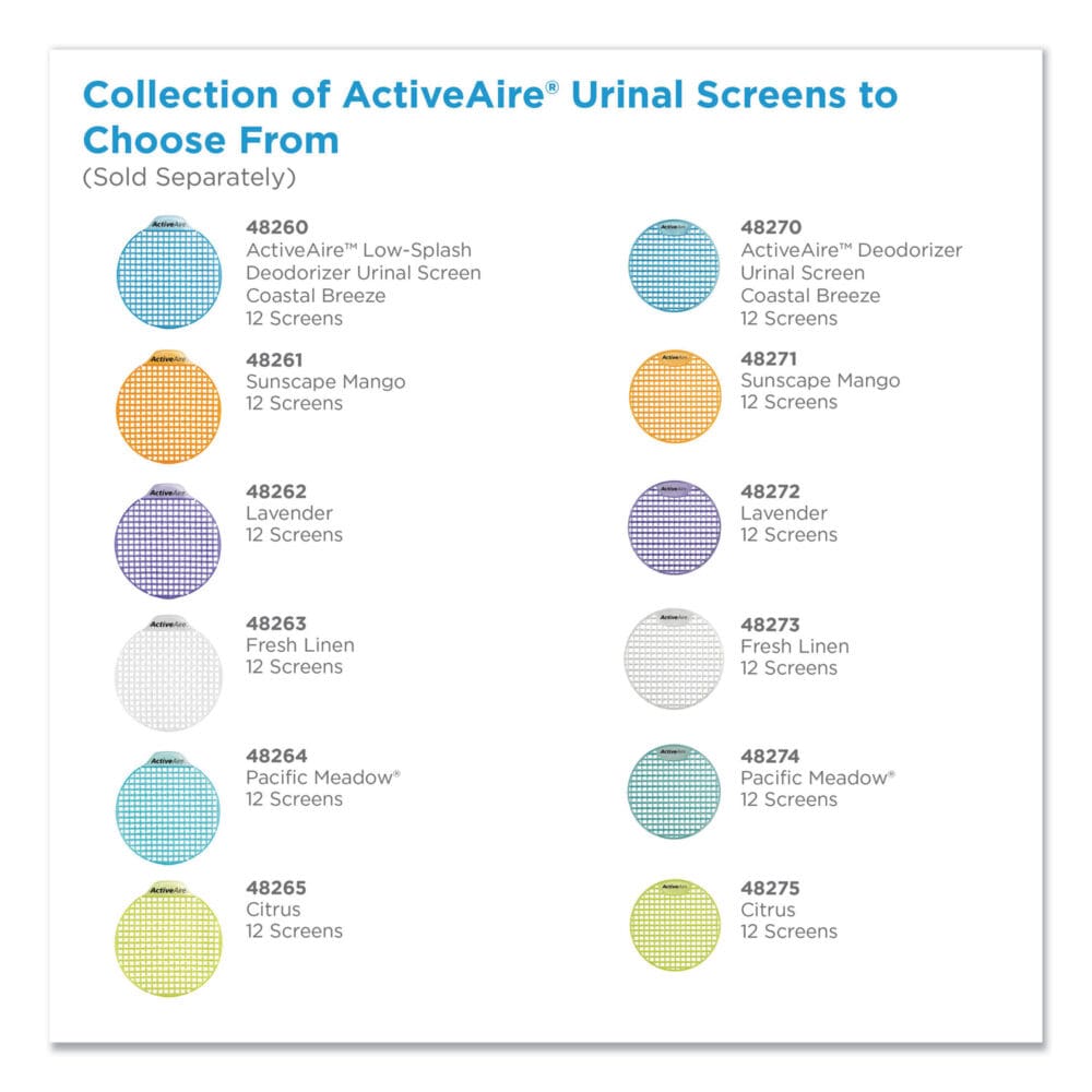 ActiveAire Deodorizer Urinal Screen, Coastal Breeze Scent, Blue, 12/Carton - Image 4