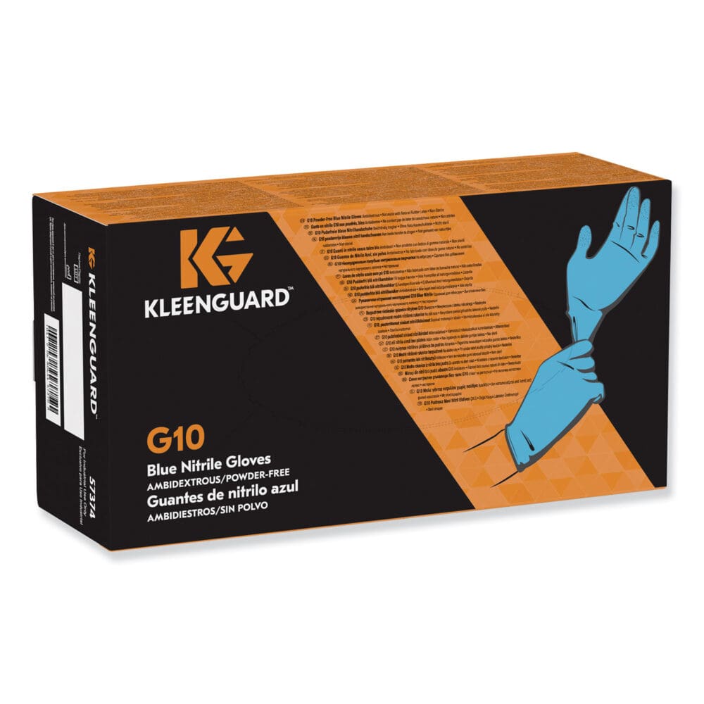 G10 Nitrile Gloves, Powder-Free, Blue, 242 mm Length, Large, 100/Box, 10 Boxes/Carton - Image 5