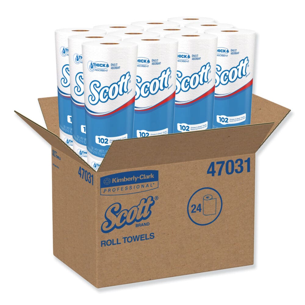 Choose-A-Sheet Mega Kitchen Roll Paper Towels, 1-Ply, 4.8 x 11, White, 102/Roll, 24/Carton - Image 3