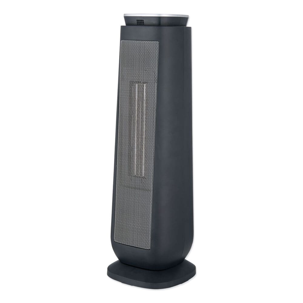Ceramic Heater Tower with Remote Control, 1,500 W, 7.17 x 7.17 x 22.95, Black - Image 2