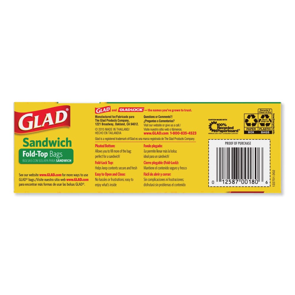 Fold-Top Sandwich Bags, 6.5" x 5.5", Clear, 180/Box, 12 Boxes/Carton - Image 4