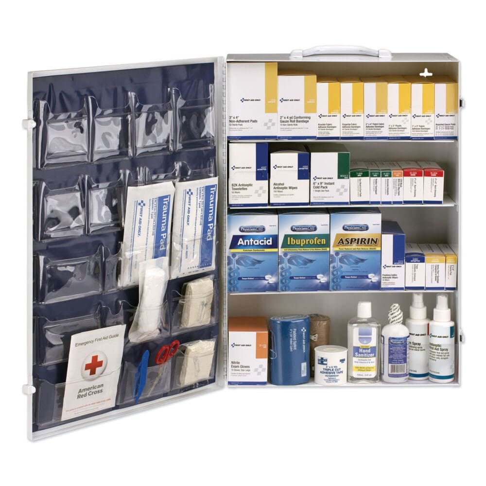 ANSI Class B+ 4 Shelf First Aid Station with Medications, 1,461 Pieces, Metal Case - Image 5