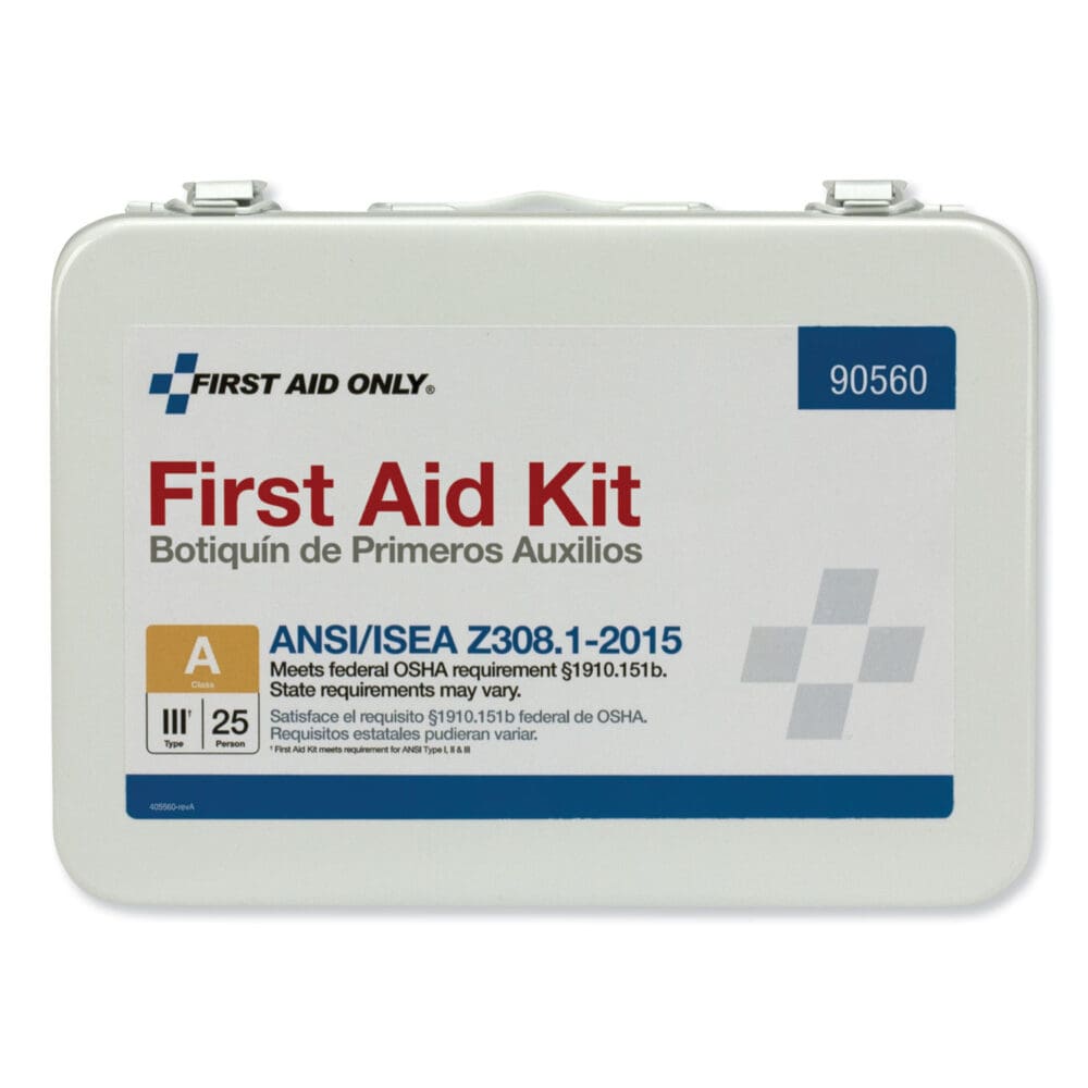 ANSI Class A 25 Person Bulk First Aid Kit for 25 People, 89 Pieces, Metal Case - Image 2