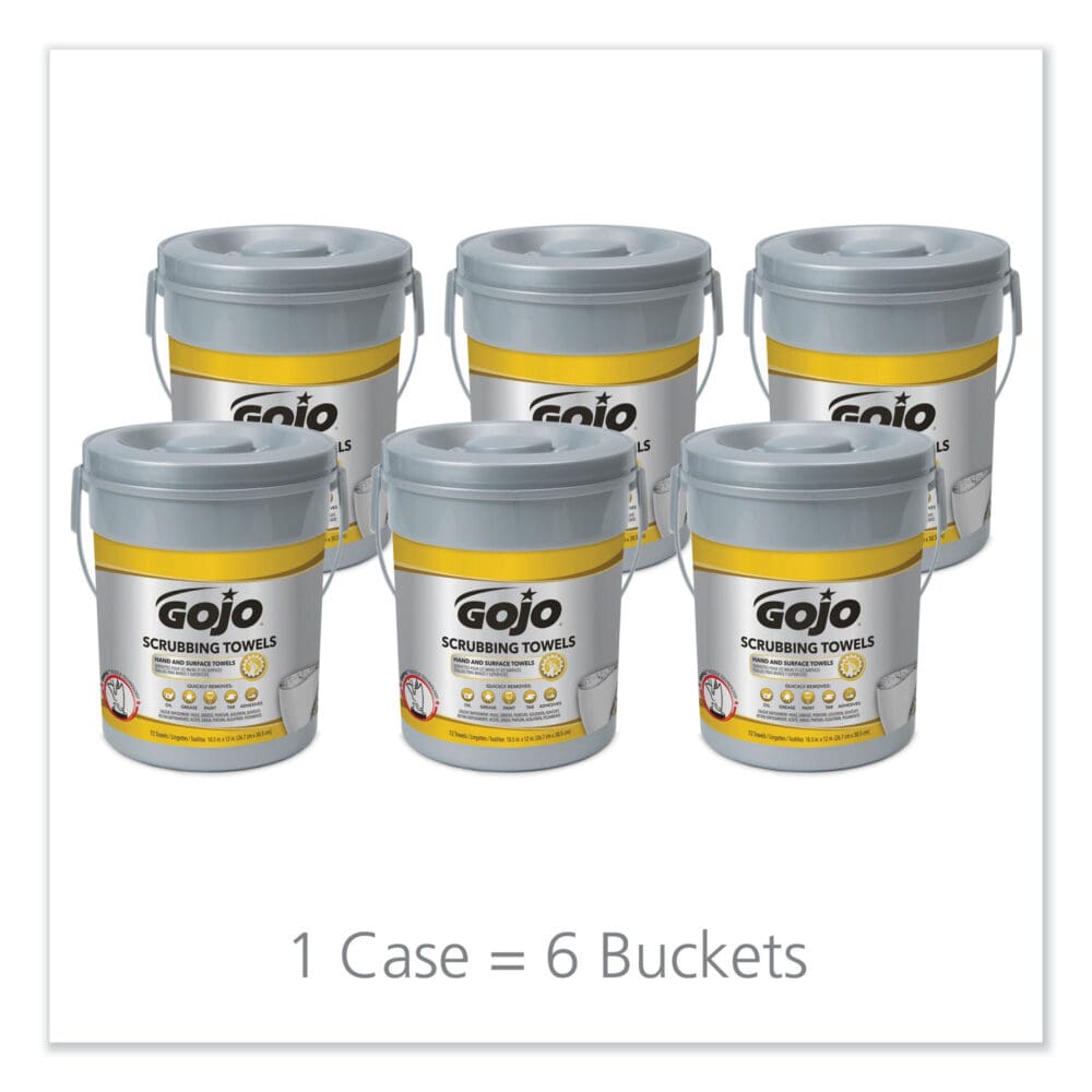 Scrubbing Towels, Hand Cleaning, 2-Ply, 10.5 x 12, Silver/Yellow, 72/Bucket, 6/Carton - Image 7