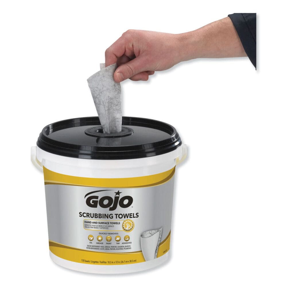 Scrubbing Towels, Hand Cleaning, Orange Scent, White/Yellow, 170/Bucket, 2 Buckets/Carton - Image 2