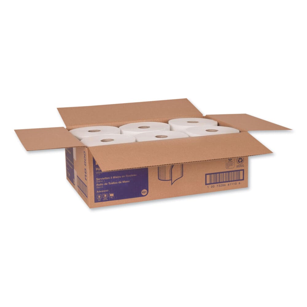 Advanced Hardwound Roll Towel, 1-Ply, 7.88" x 800 ft, White, 6 Rolls/Carton - Image 2