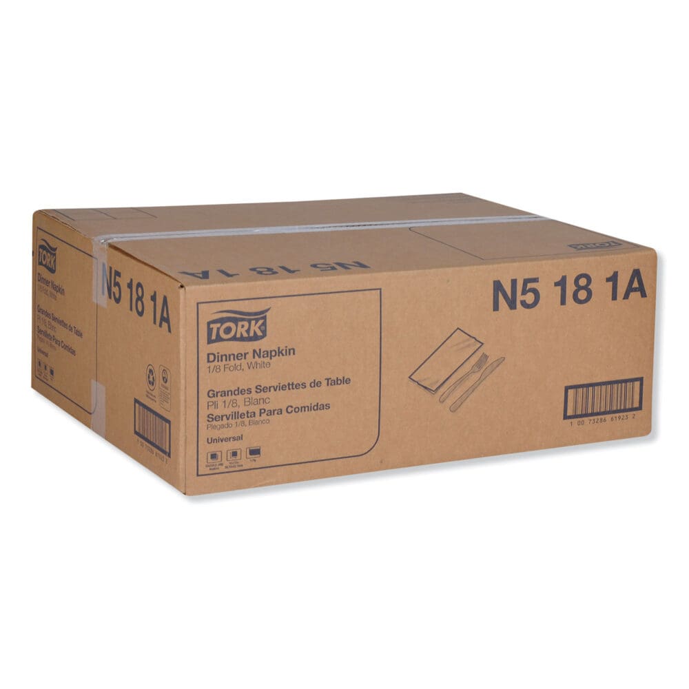Universal Dinner Napkins, 1-Ply, 15" x 17", 1/8 Fold, White, 3000/Carton - Image 8