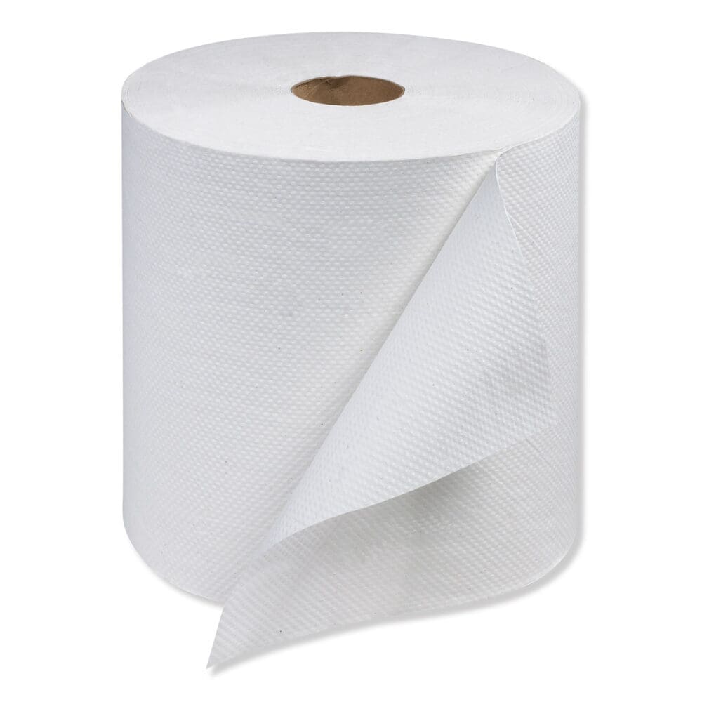 Universal Hand Towel Roll, 1-Ply, 7.88" x 800 ft, White, 6 Rolls/Carton - Image 4