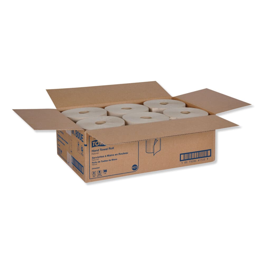Universal Hardwound Roll Towel, 1-Ply, 7.88" x 800 ft, Natural, 6/Carton - Image 2